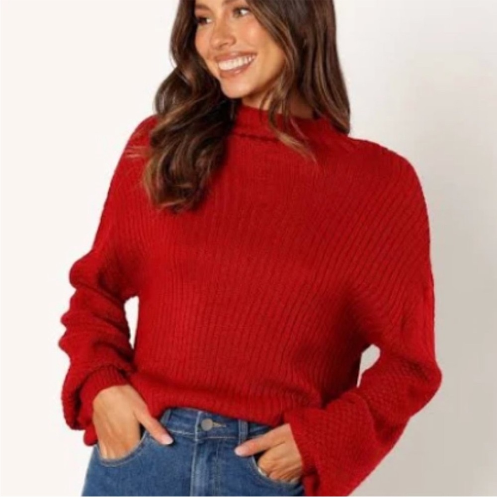 Petal + Pup | Red Knit Mock Neck Sweater | NWOT